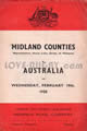 North Midlands and Warwickshire v Australia 1958 rugby  Programme